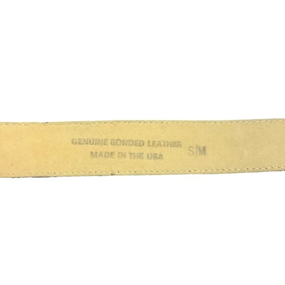 Vtg Yellow Croc-Embossed Leather Belt Silver Metallic Rings USA Made Women S / M - Picture 7 of 7